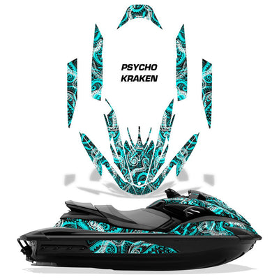 Psycho Kraken - BLACK background TEAL design