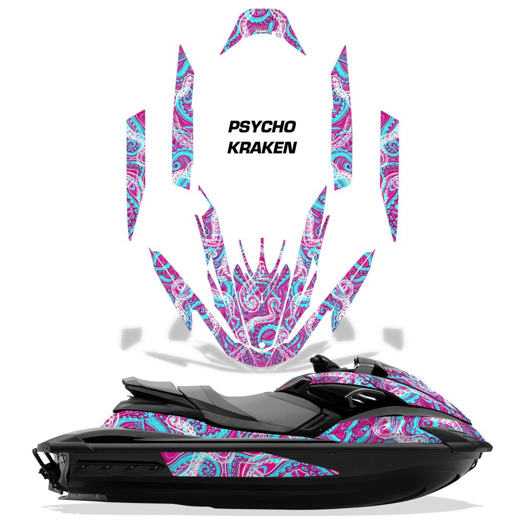 Psycho Kraken - PINK background TEAL design