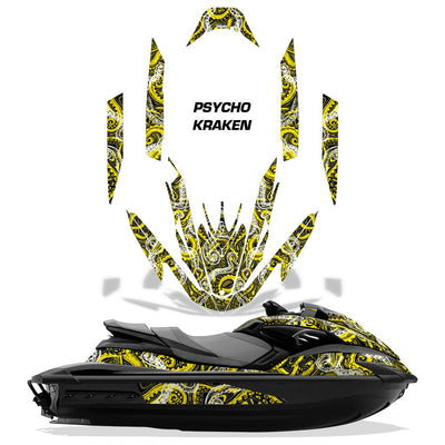 Psycho Kraken - BLACK background YELLOW design