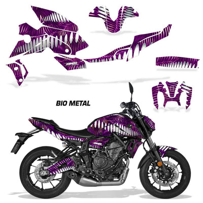 Yamaha MT07 2021-2024 graphic kit in purple Bio Metal theme for fairings and tank