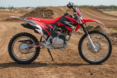 2014-2018 Honda CRF 125F Motocross Graphics Kit – Attack Red Vinyl Decals Installed