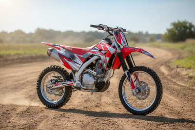 2019-2027 Honda CRF 125F Motocross Graphics Kit – Slash Red Vinyl Decals Installed