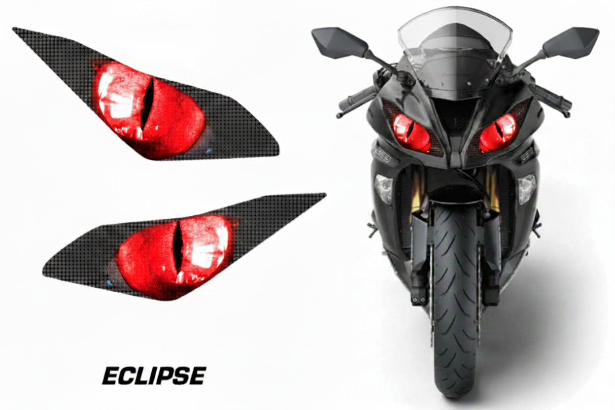 Kawasaki Ninja 636 Headlight Decal - Eclipse Red Eye Design