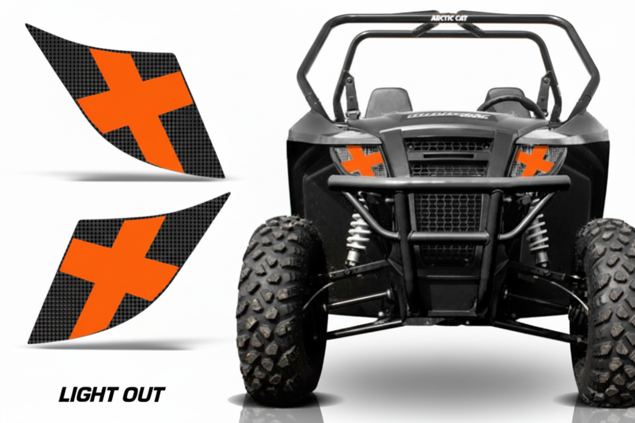 Light Out Orange headlight graphics - standalone decals