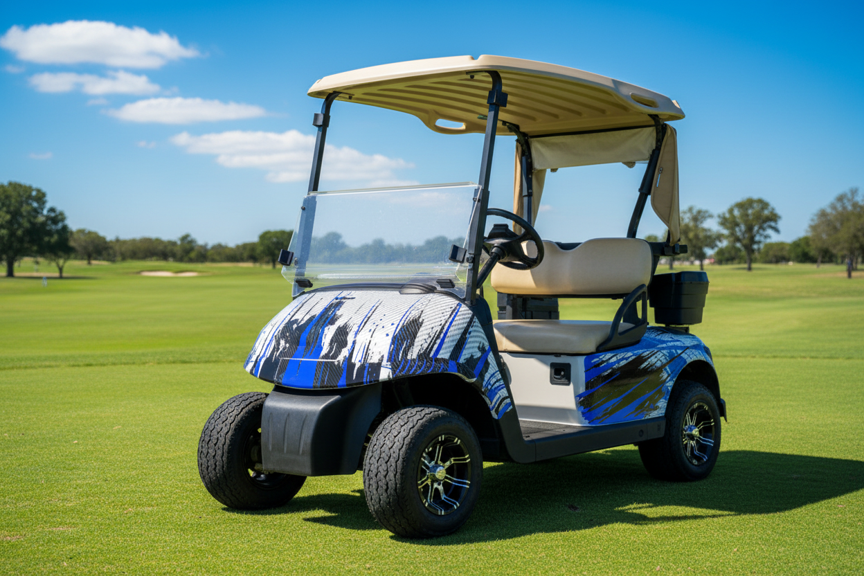 Carbon X Vinyl Graphics Kit for EZ-GO TXT Golf Cart (1994-2013) — Sunny Golf Course Hero Image