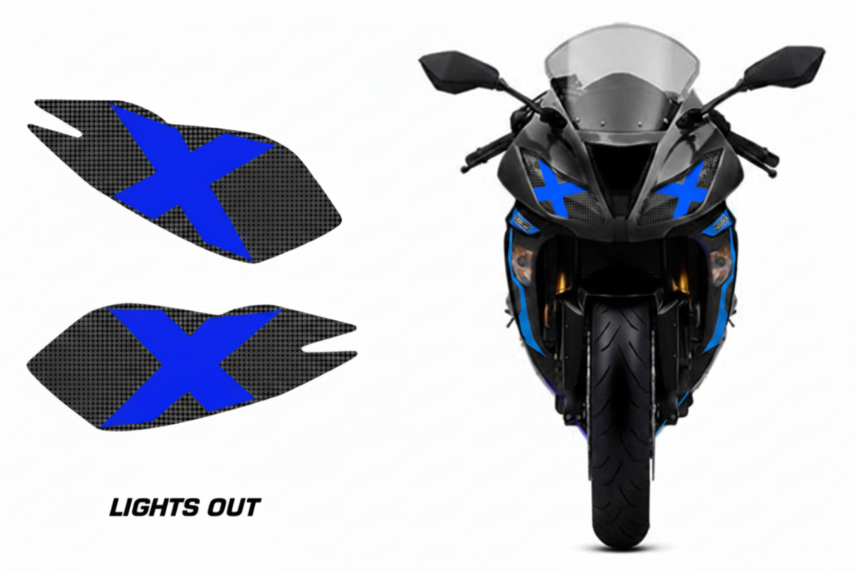 Kawasaki Ninja ZX-6R Headlight Graphics Lights Out Blue