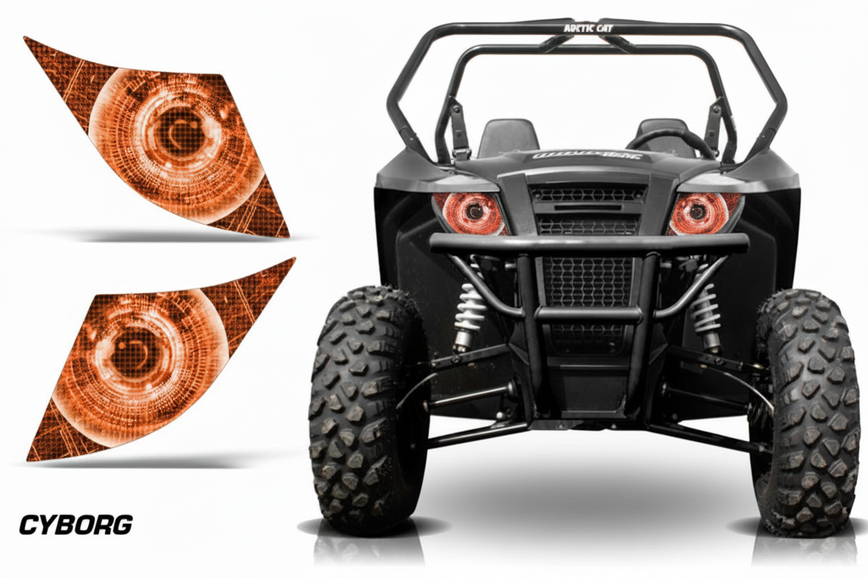 Cyborg Orange headlight graphics - standalone decals