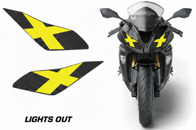 Kawasaki Ninja 636 Headlight Decal - Lights Out Green X Design