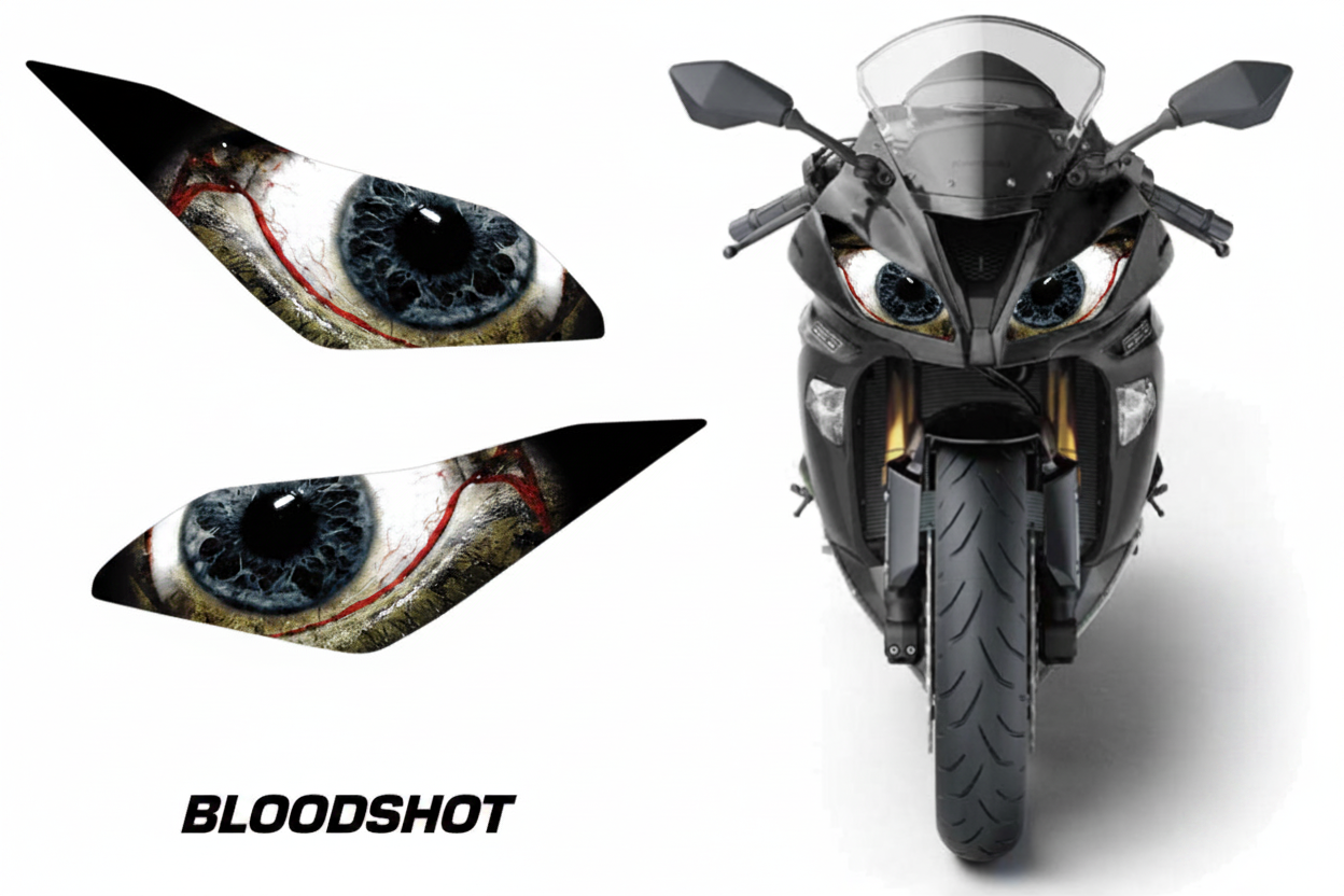 Kawasaki Ninja 636 Headlight Decal - Bloodshot Eye Design