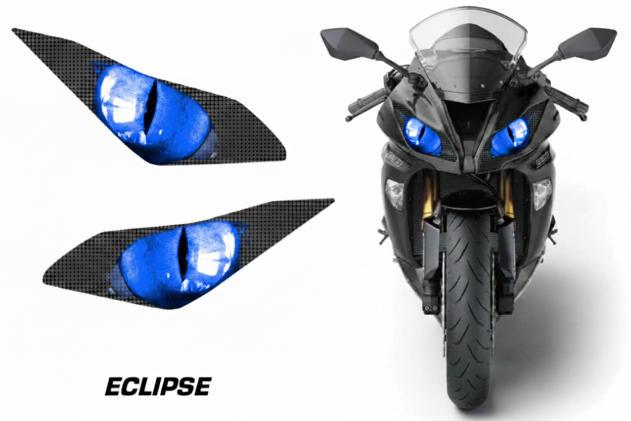 Kawasaki Ninja 636 Headlight Decal - Eclipse Blue Eye Design