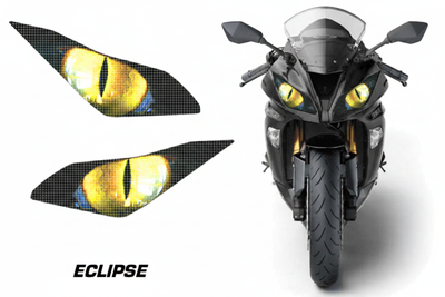 Kawasaki Ninja 636 Headlight Decal - Eclipse Yellow Eye Design