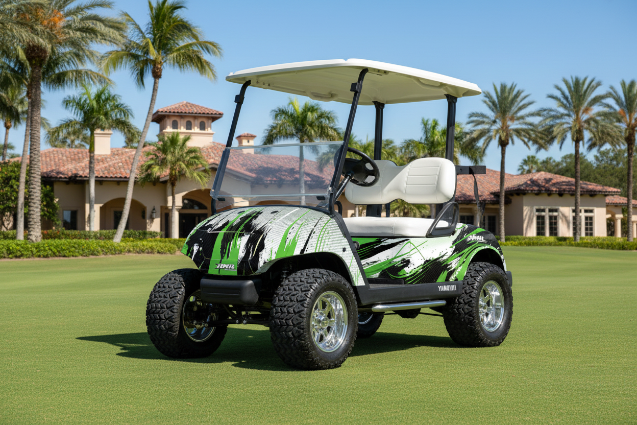 Yamaha Golf Cart Graphics Kit 1995-2006 Carbon X Green Design G16 G19 Decal Wrap