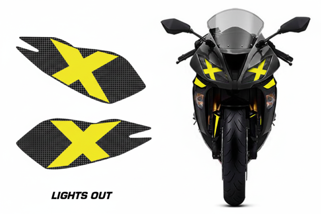 Kawasaki Ninja ZX-6R Headlight Graphics Lights Out Yellow