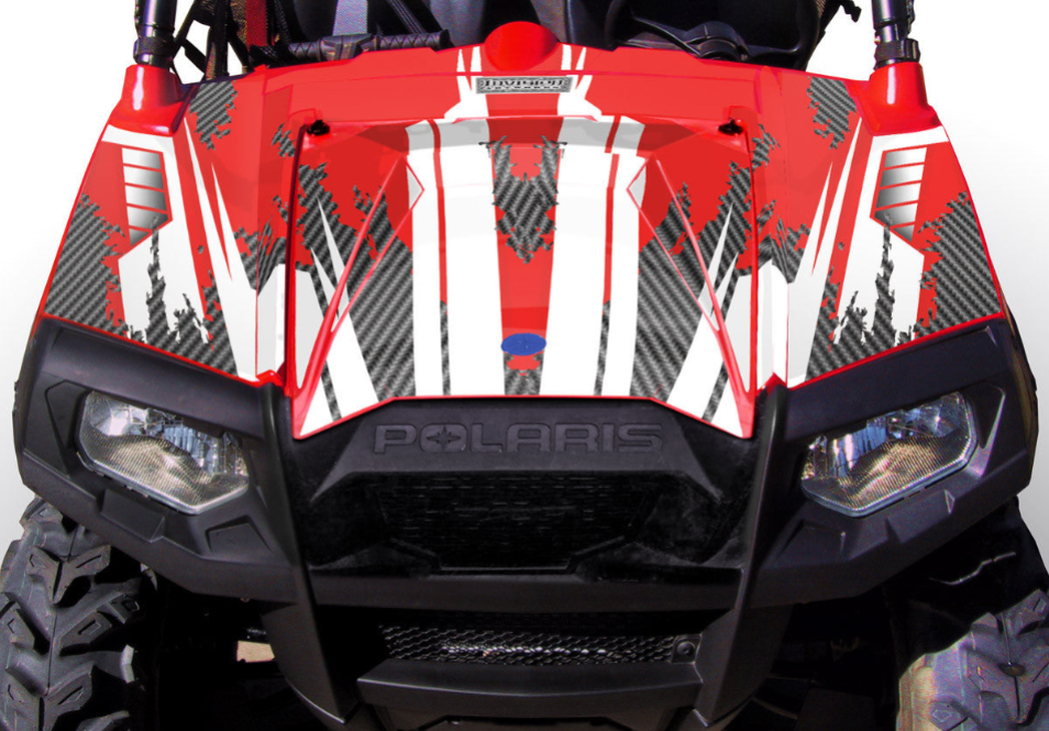 Polaris RZR 800 4-Door Graphics installed on vehicle front view