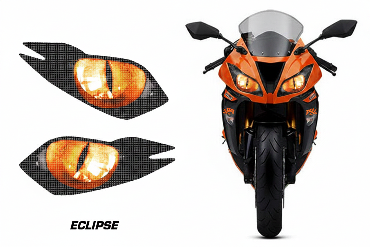 Kawasaki Ninja ZX-6R Headlight Graphics Eclipse Orange