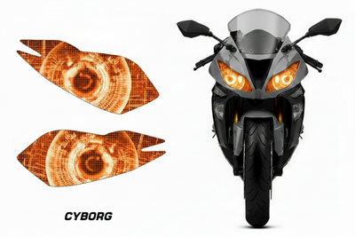 Kawasaki Ninja ZX-6R Headlight Graphics Cyborg Orange