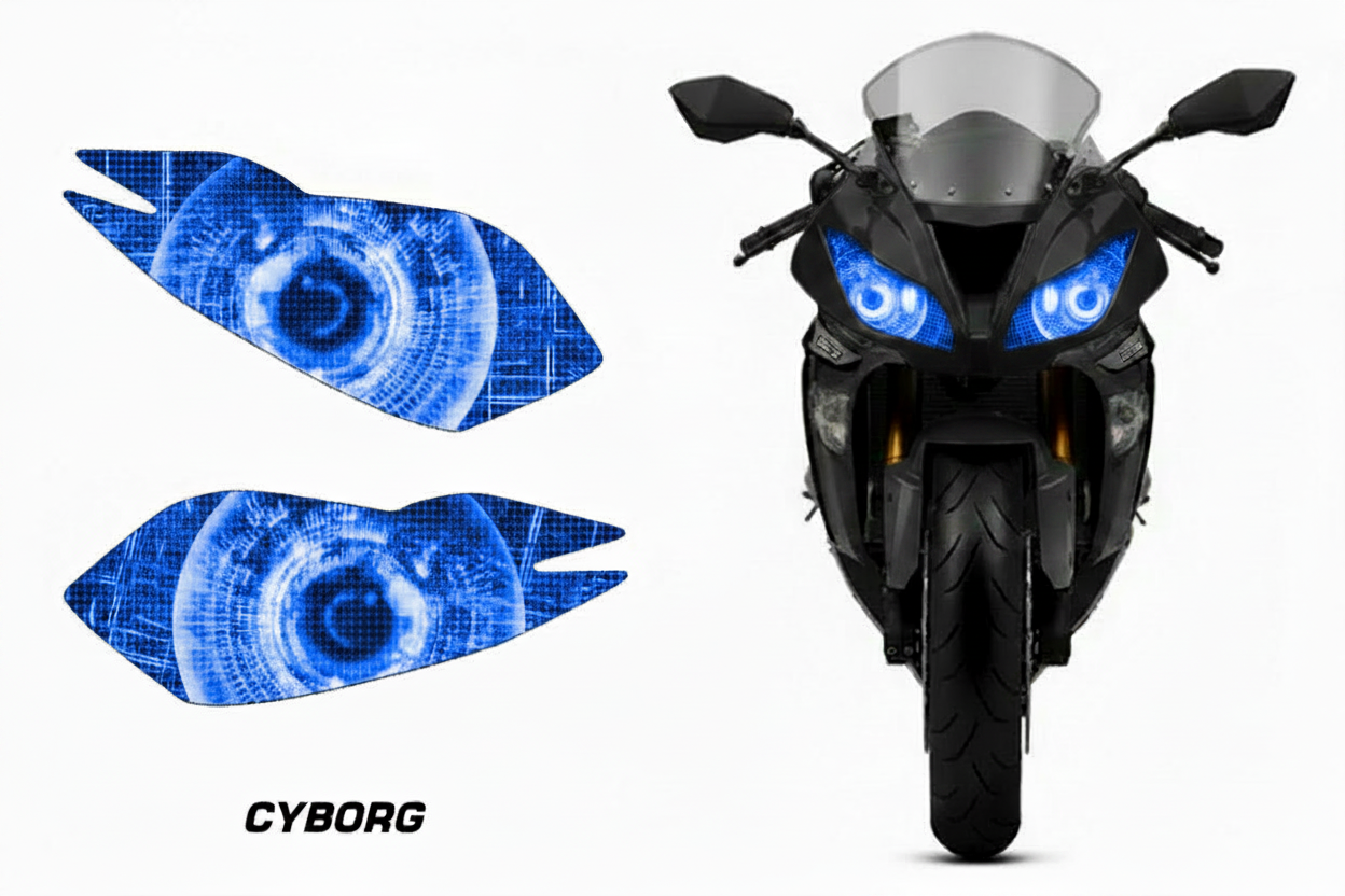 Kawasaki Ninja ZX-6R Headlight Graphics Cyborg Blue