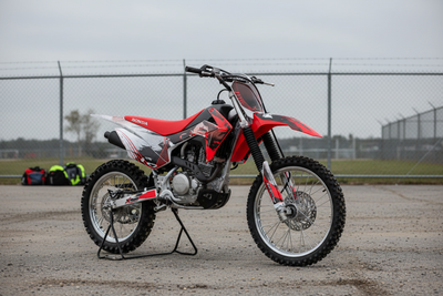 2019-2027 Honda CRF 125F Motocross Graphics Kit – Carbon X Vinyl Decals Installed
