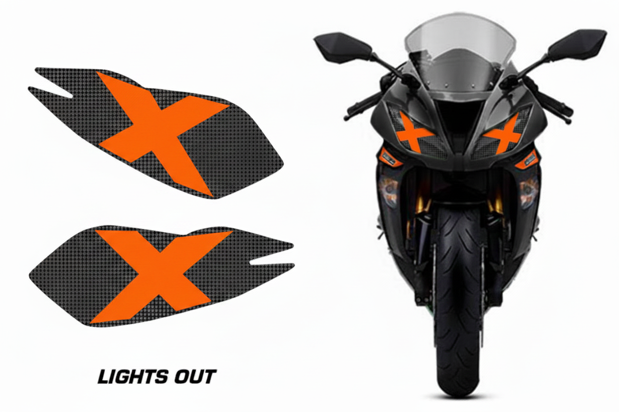 Kawasaki Ninja ZX-6R Headlight Graphics Lights Out Orange
