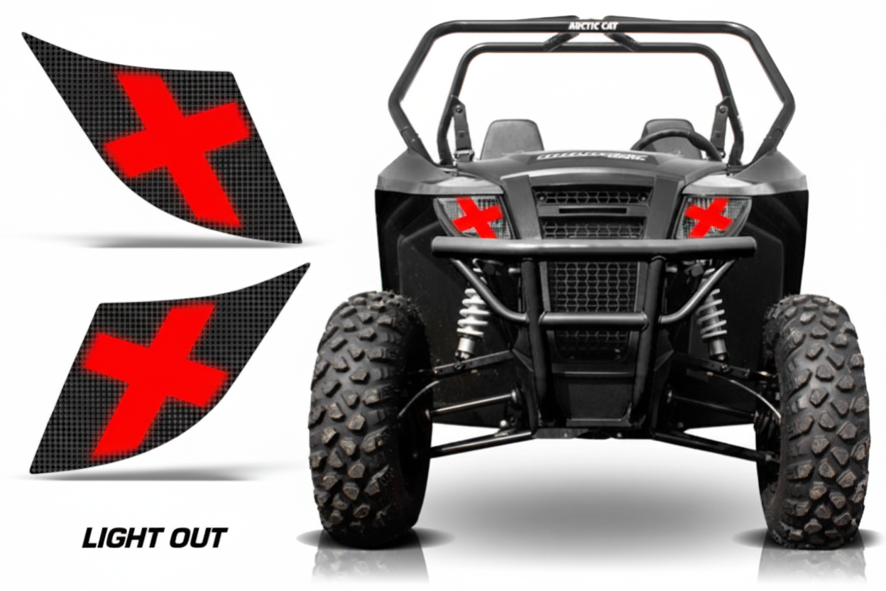 Light Out Red headlight graphics - standalone decals