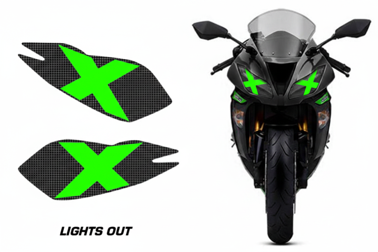 Kawasaki Ninja ZX-6R Headlight Graphics Lights Out Green