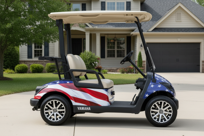 Stars and Stripes Vinyl Graphics Kit Installed on Yamaha DRIVE G29 Golf Cart (2007-2016)