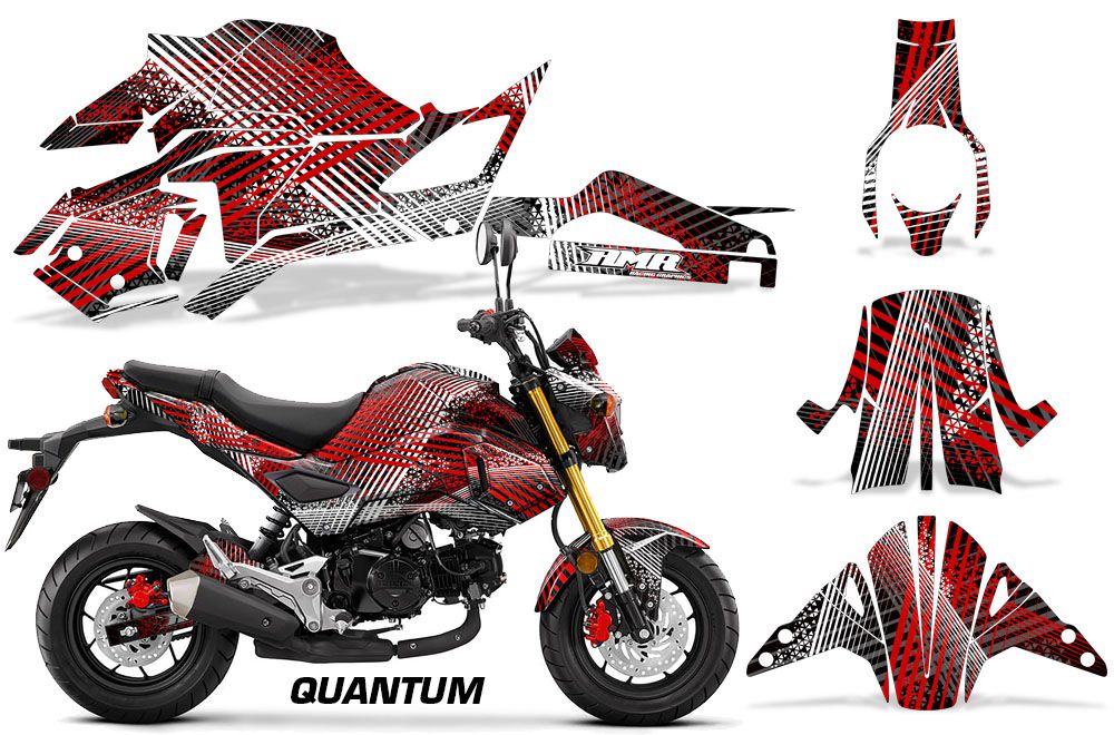 Black Red Quantum Line Design on a Honda Grom 125 Graphics Kit (2017–2020)