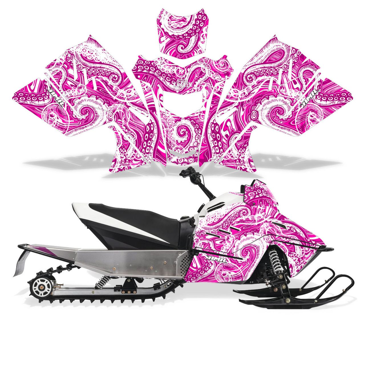 Psycho Kraken - Pink Background White Design