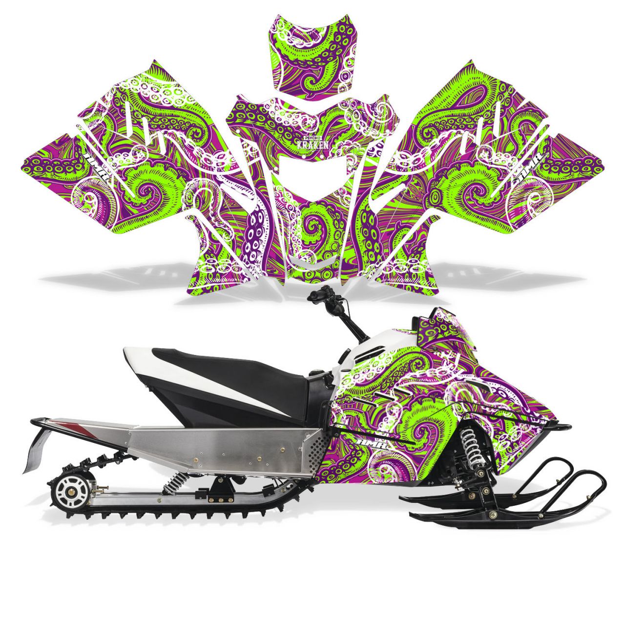 Psycho Kraken - Purple Background Green Design