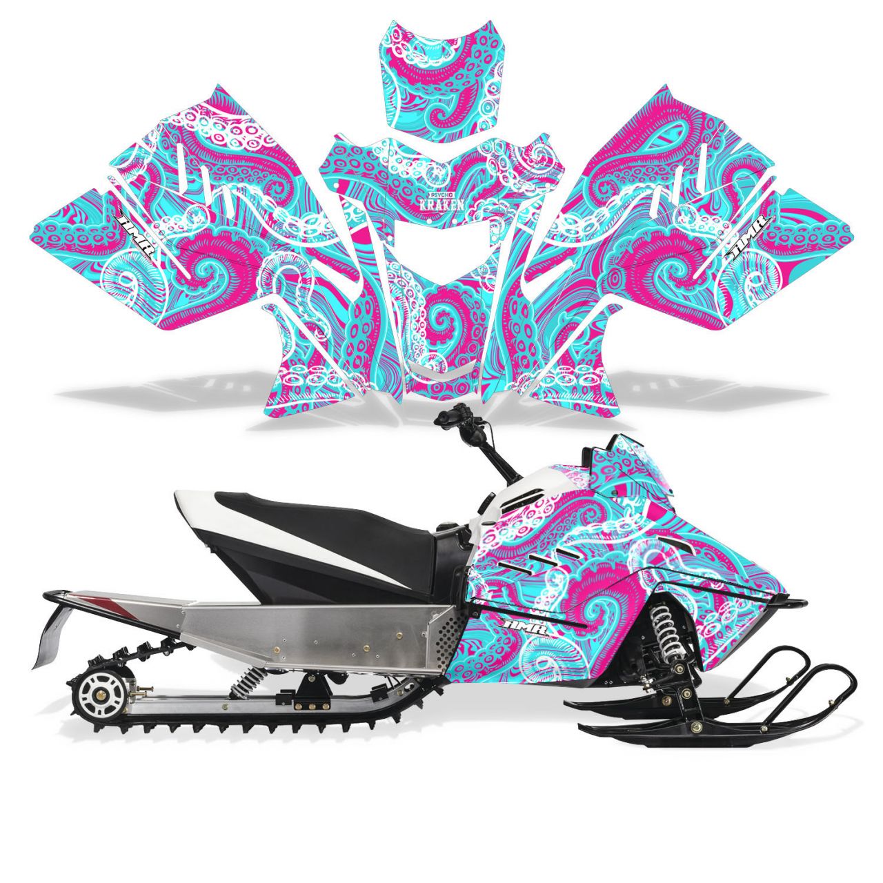 Psycho Kraken - Teal Background Pink Design