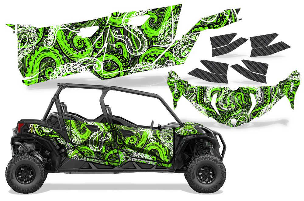 Psycho Kraken - Black Background Green Design