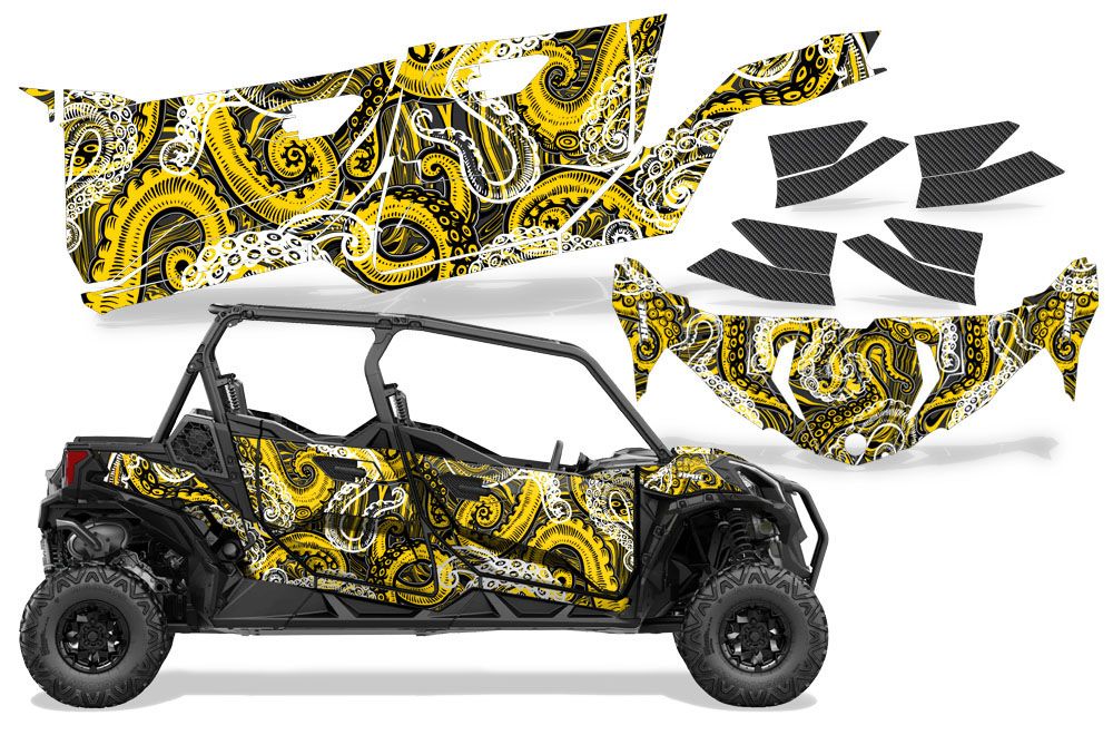 Psycho Kraken - Black Background Yellow Design