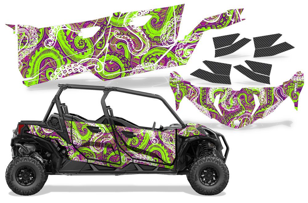 Psycho Kraken - Purple Background Green Design