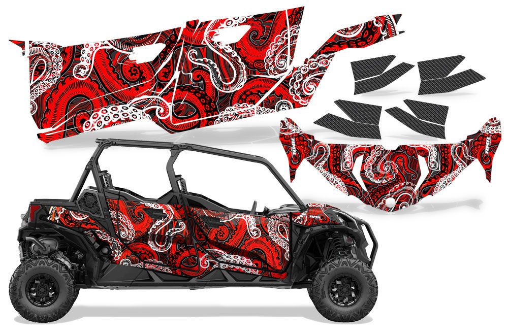 Psycho Kraken - Black Background Red Design