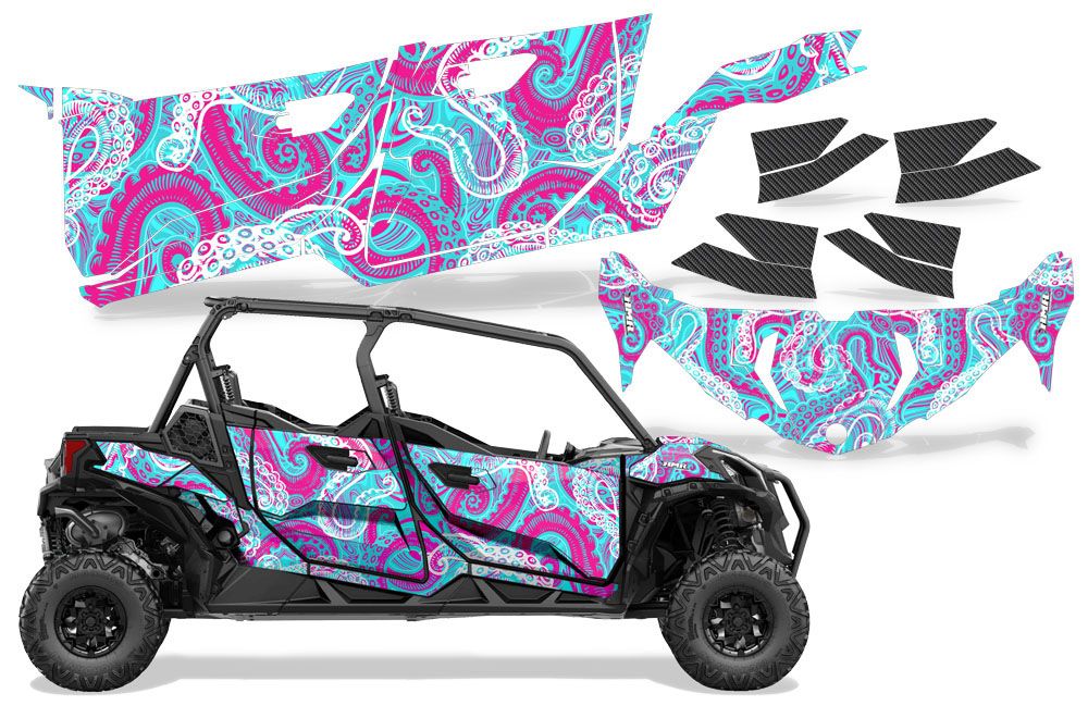 Psycho Kraken - Teal Background Pink Design