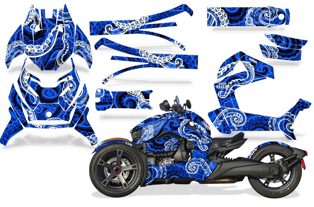 Psycho Kraken - Blue Background Black Design