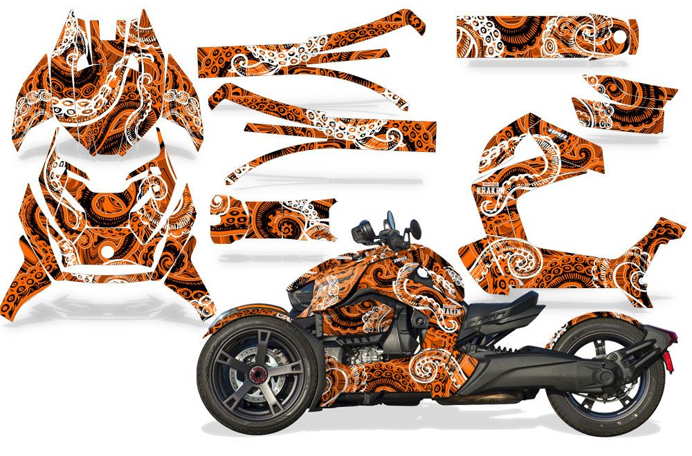 Psycho Kraken - Orange Background Black Design