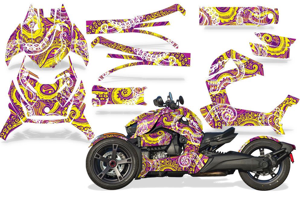 Psycho Kraken - Purple Background Yellow Design