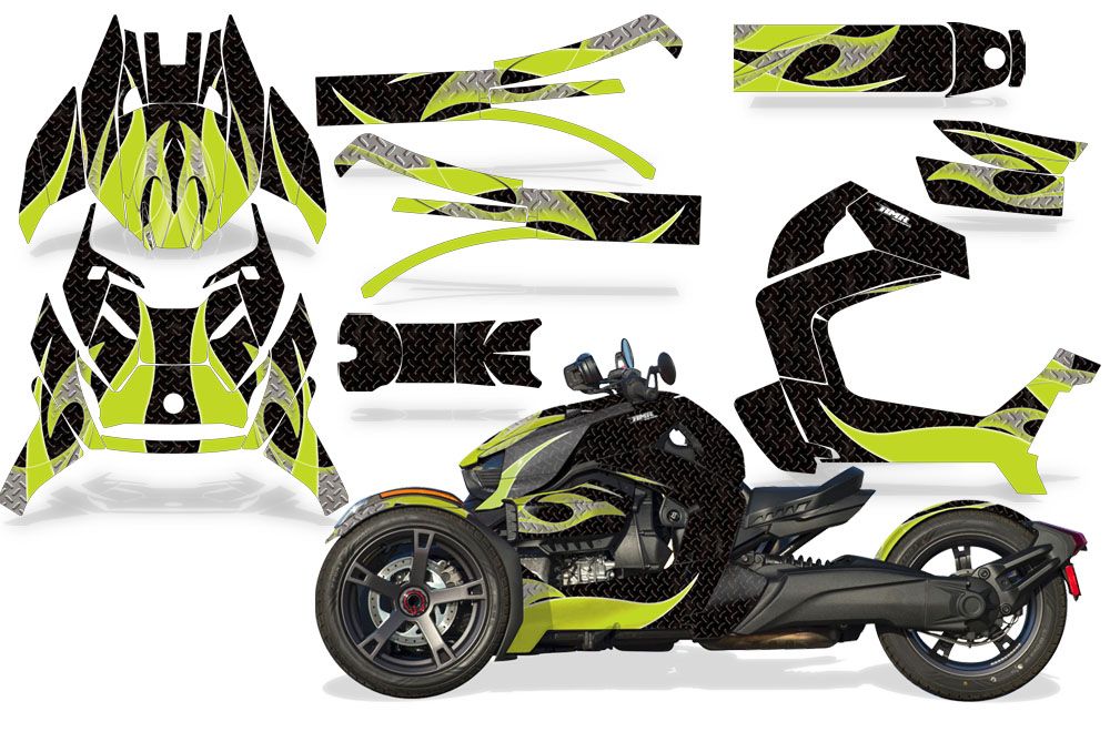 Tribal Flame - BLACK background Lime Flame