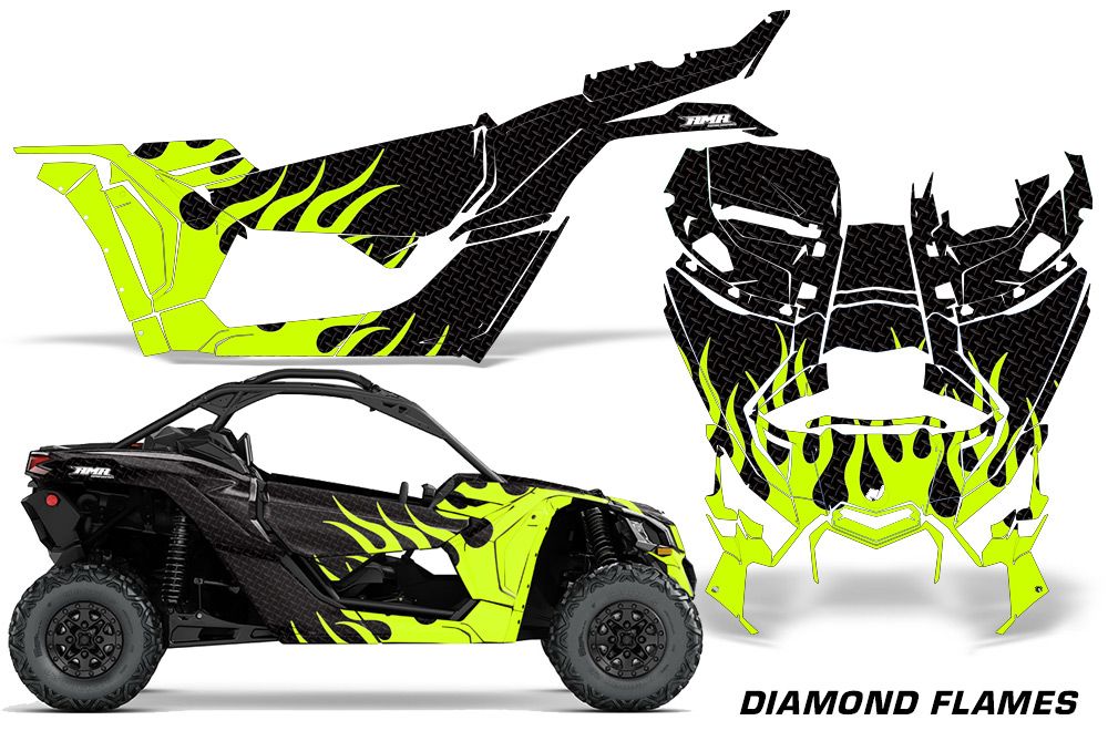 Diamond Race - Black Background Manta Green Design