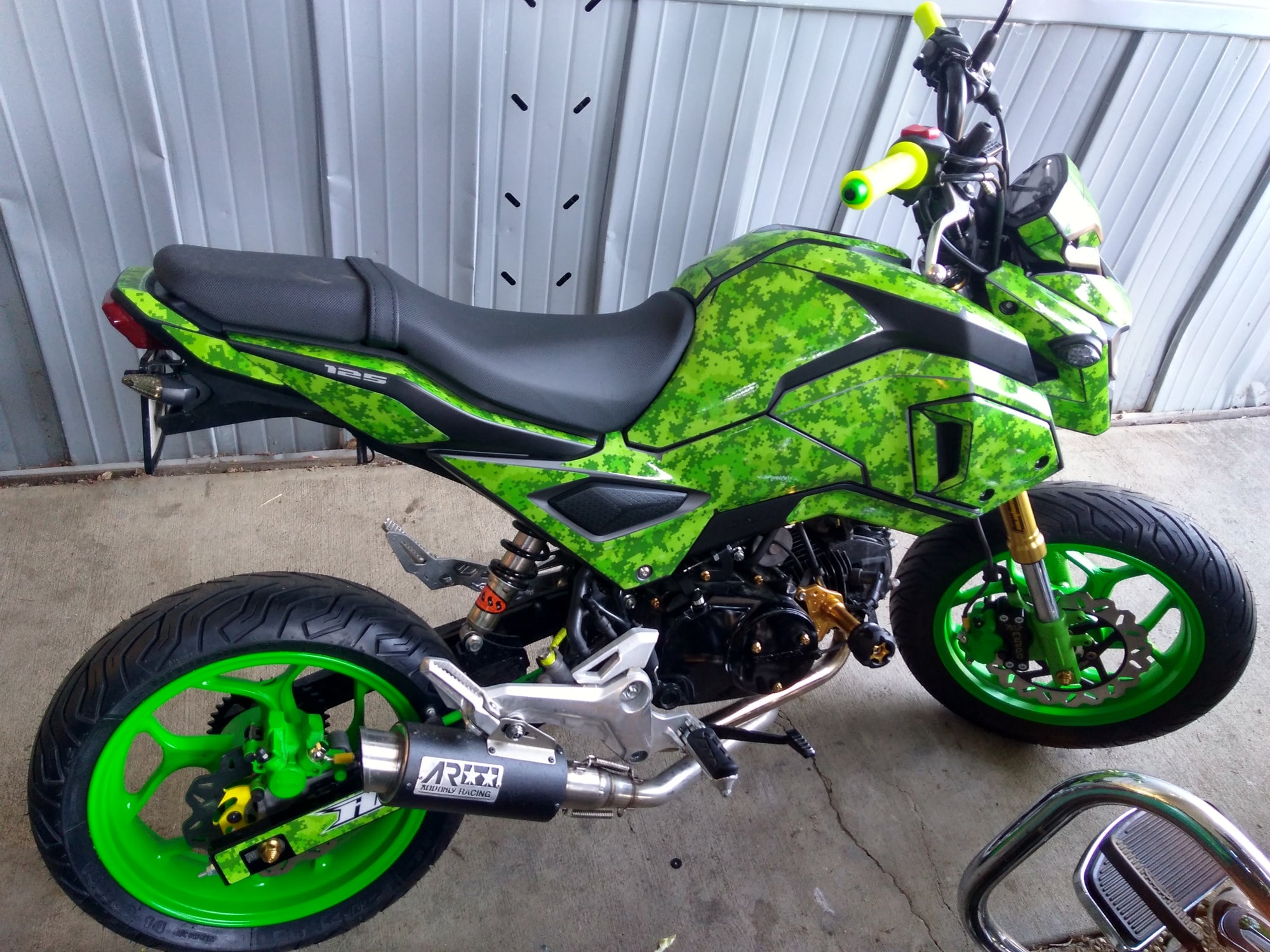 Digi Camo Green Design installed on a Honda Grom 125 Graphics Kit (2017–2020)