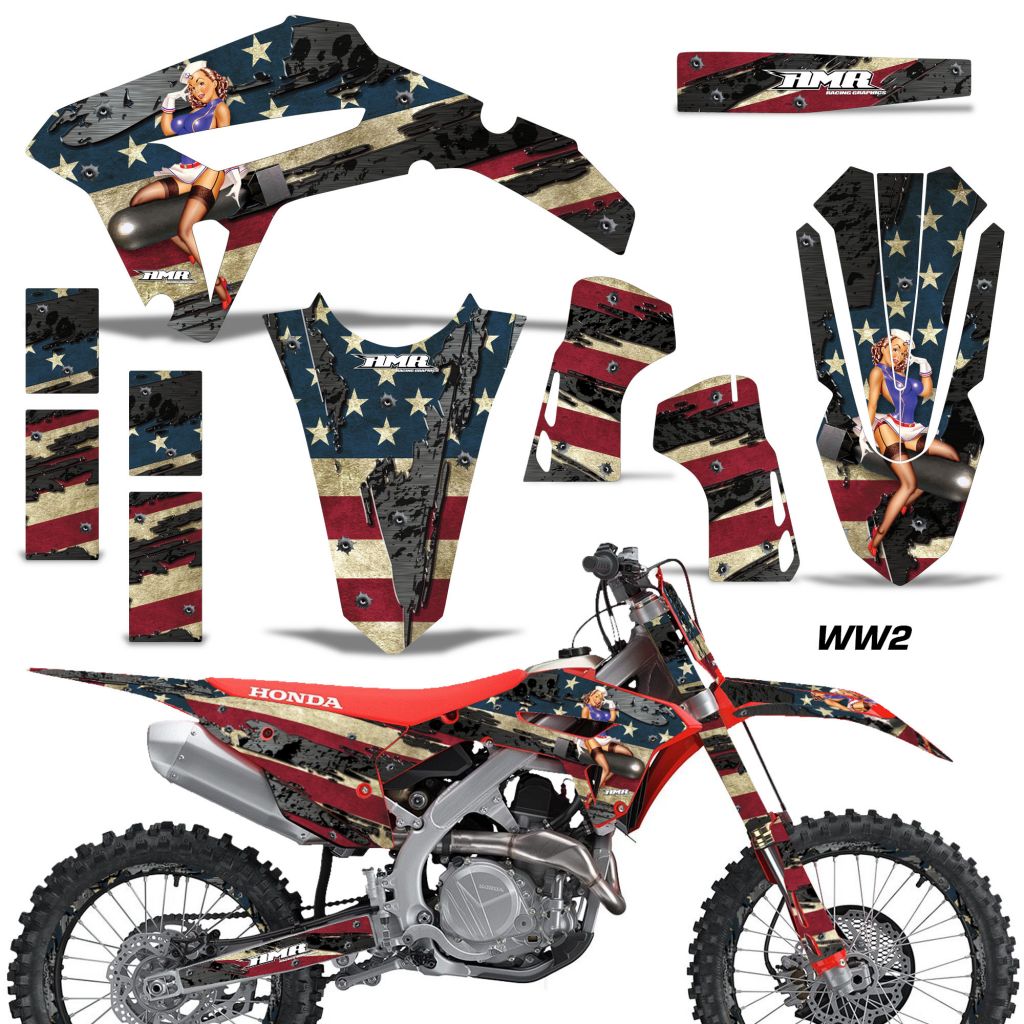 Custom MX Graphics Kit Factory Honda Nationals Red CRF 250 450 2020 Custom MX Graphics Kit Factory Honda Nationals Red CRF 250 450 2020