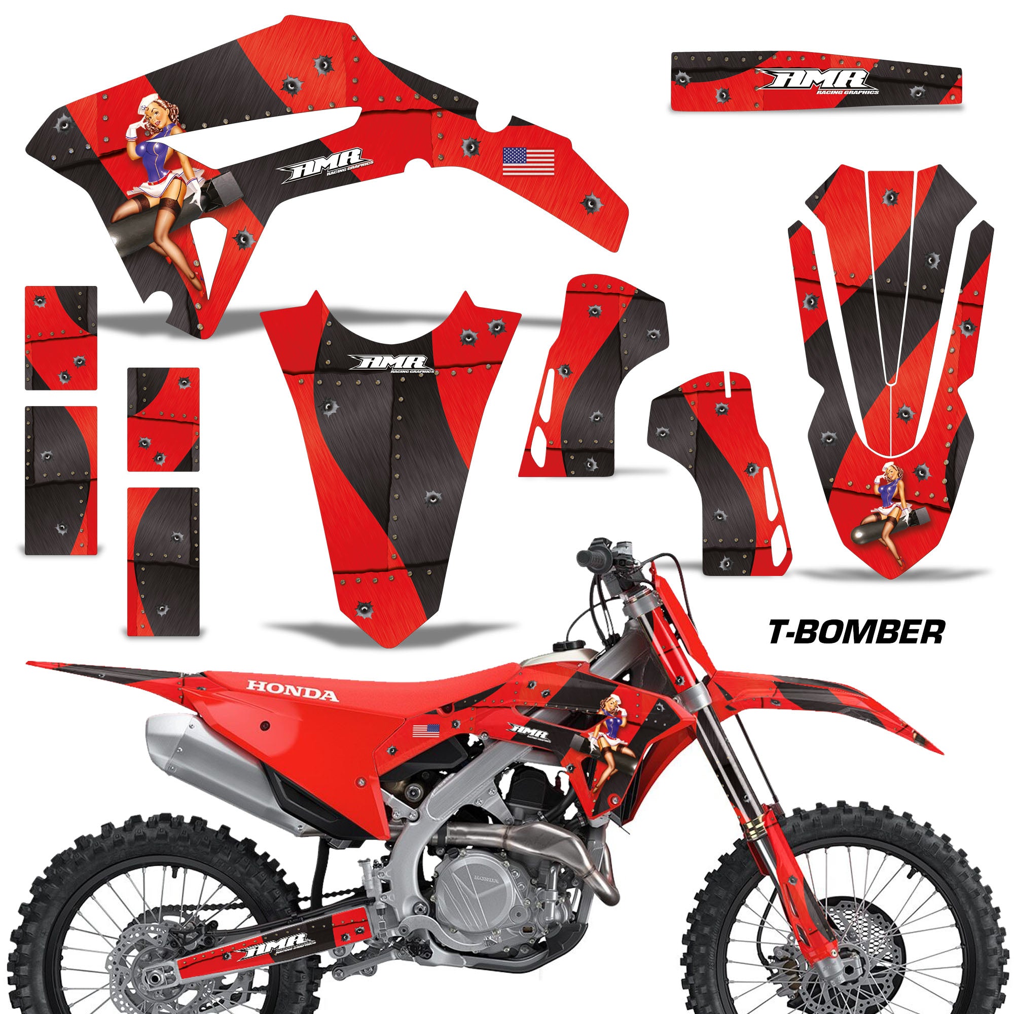 Bomber - RED design shown with no number plate coverage