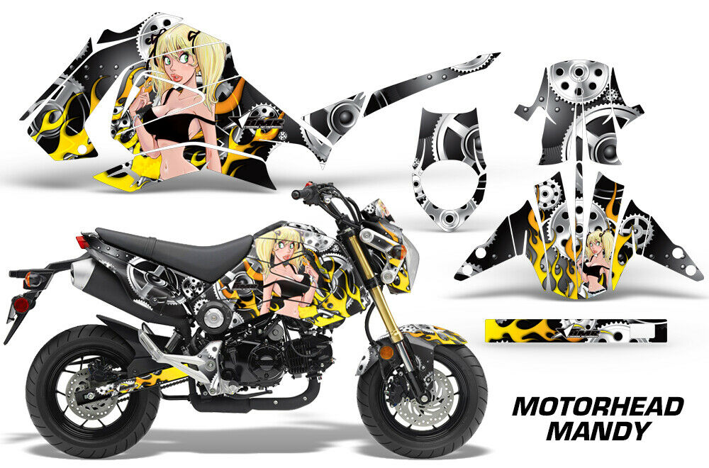 Motorhead Mandy - BLACK background BLACK Design on a Honda Grom 125 Graphics Kit (2013–2016)