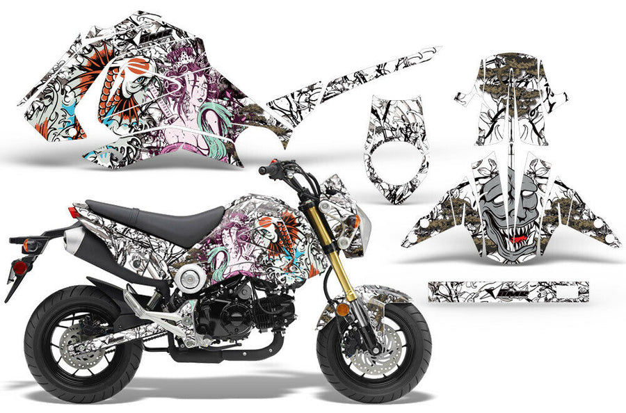White Tsunami Design on a Honda Grom 125 Graphics Kit (2013–2016)