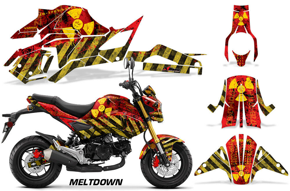 Red Yellow Meltdown Design on a Honda Grom 125 Graphics Kit (2017–2020)