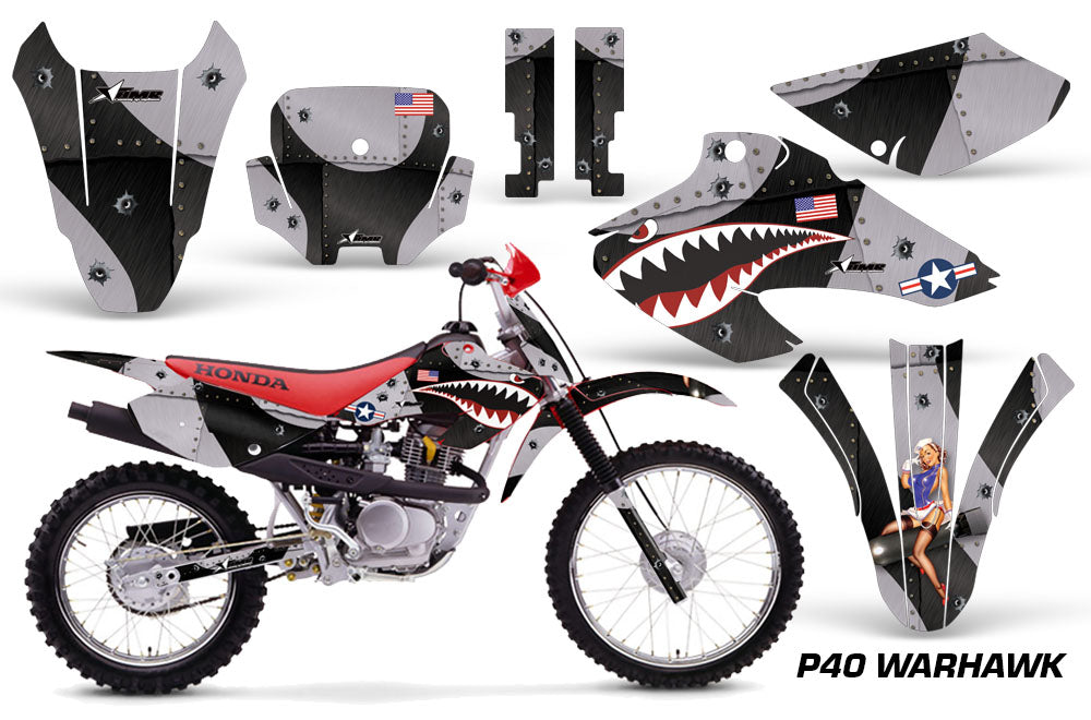 P40 Warhawk - Silver Background Black Design