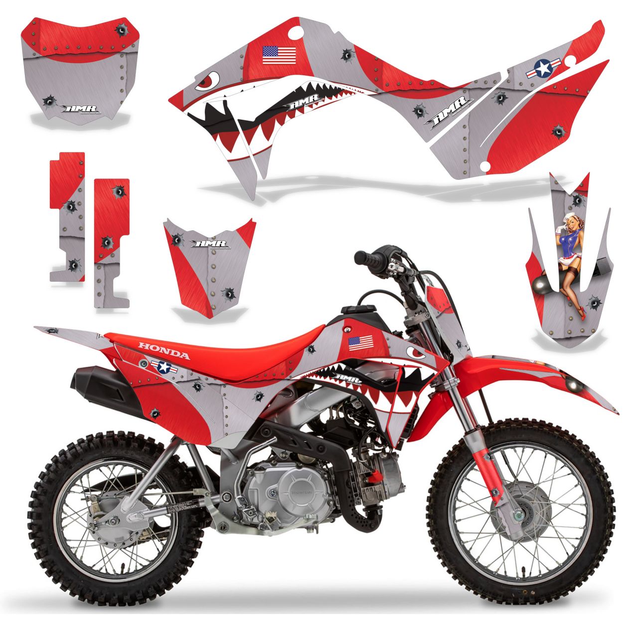 P40 Warhawk - Red Design (Shown with Artfilled # Plate, which is extra)