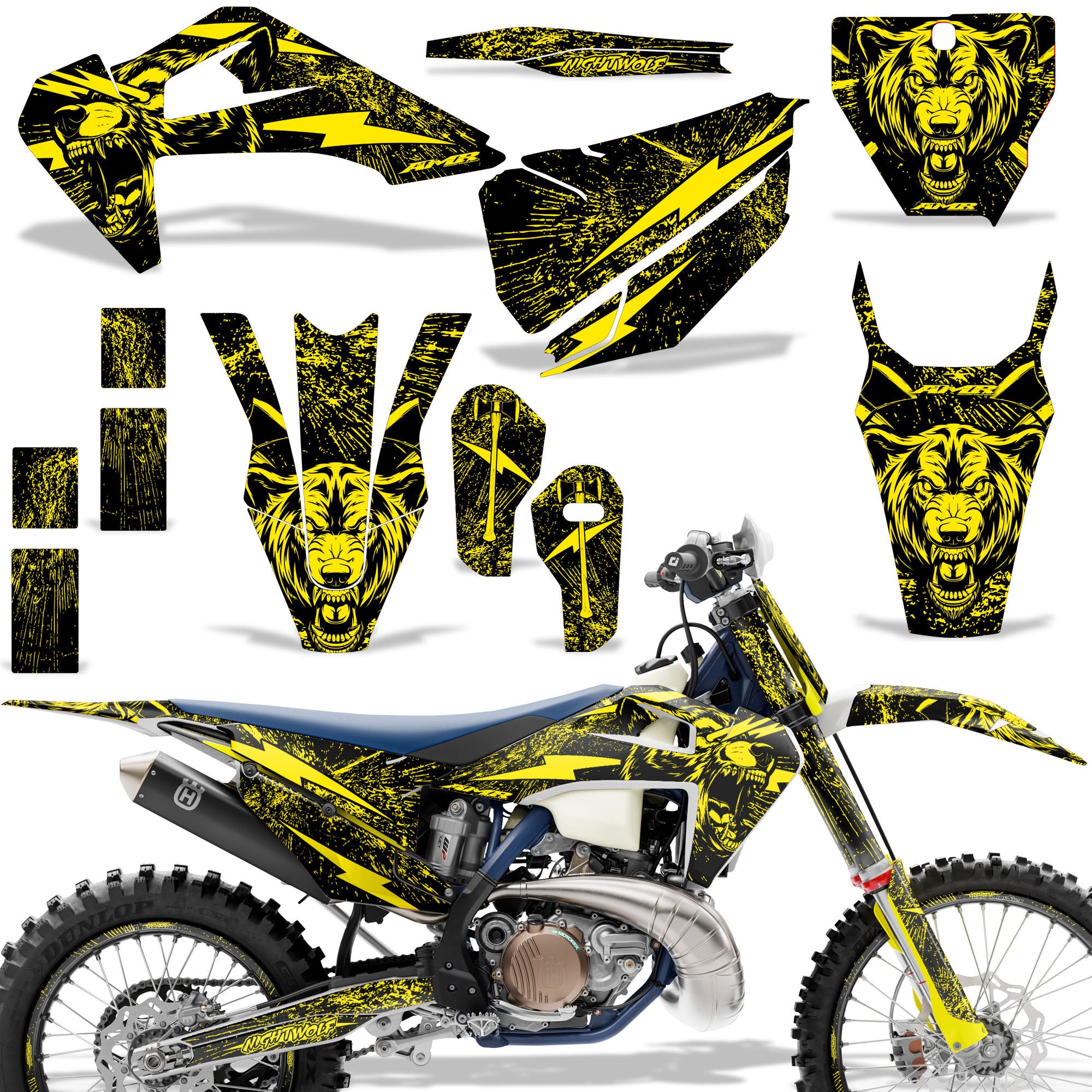 Nightwolf - Yellow Design / Shown with Number Plate (Note: Number plate is additional)