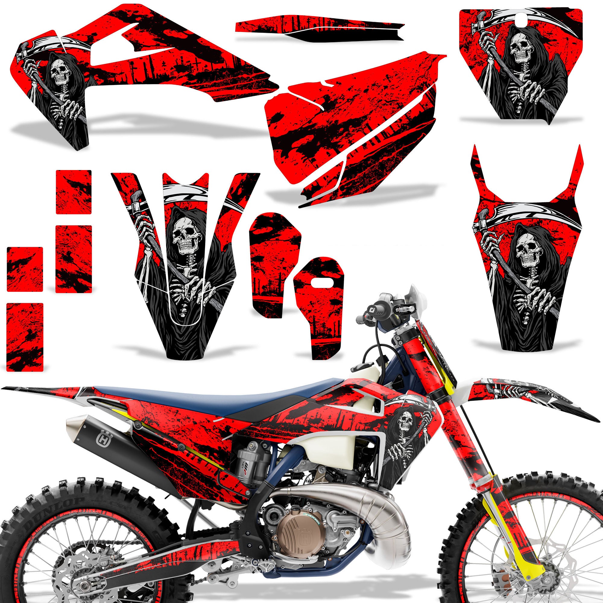 Reaper V2 - Red Background / Shown with Number Plate (Note: Number plate is additional)